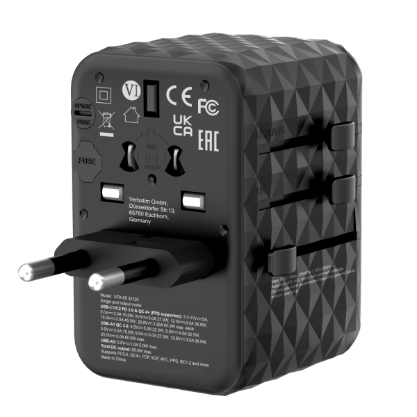 VERBATIM 32120 - V GAN3 UNIVERSAL TRAVEL ADAPTER UTA-06 65W