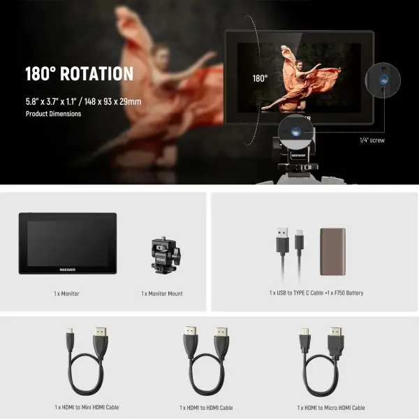 Neewer F500 Pro 5.5'' 2000 Nits 4K HDMI Dokunmatik Kamera Monitörü