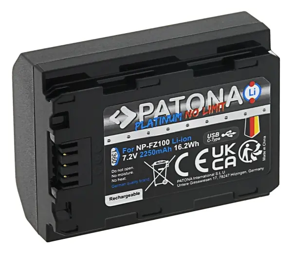 Patona NP-FZ100  USB-C  Platinum Batarya Sony için