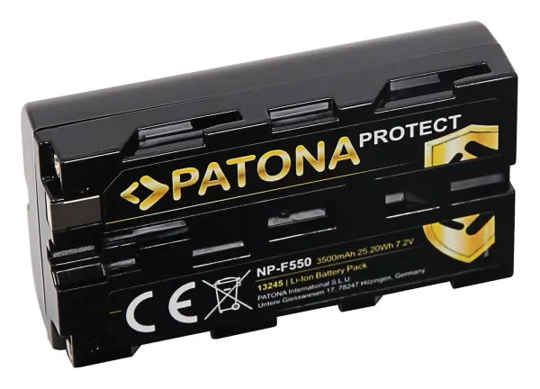 Patona NP-F550 3500mAh 7.2V Protect Batarya Sony Kameralar için