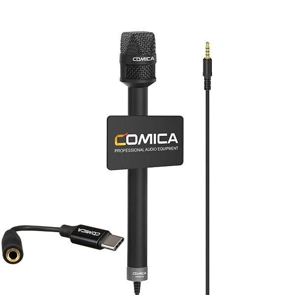 Comica HRM-S USB-C ve TRRS Grişli Telefonlar için Kaplolu Roportaj  Mikrofonu