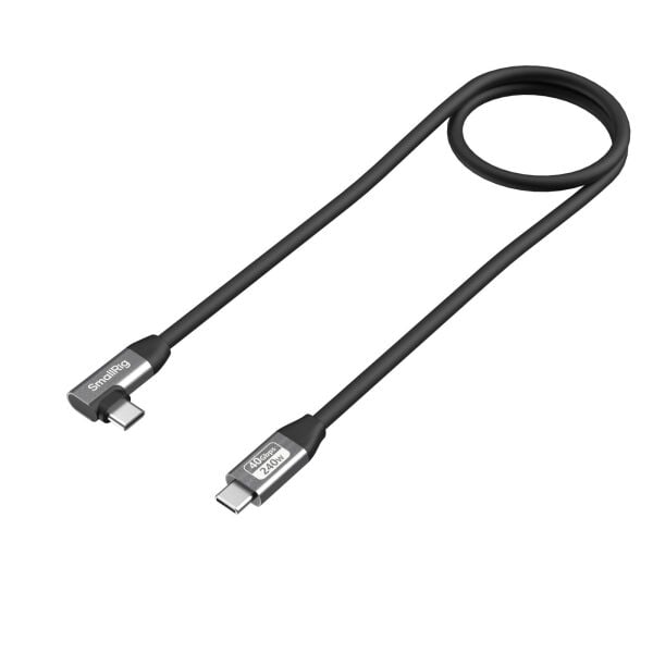 SmallRig 5732 USB-C Veri Kablosu (Düzden Açılıya 100cm / 39.4in) (40Gbps + 240W + 8K)
