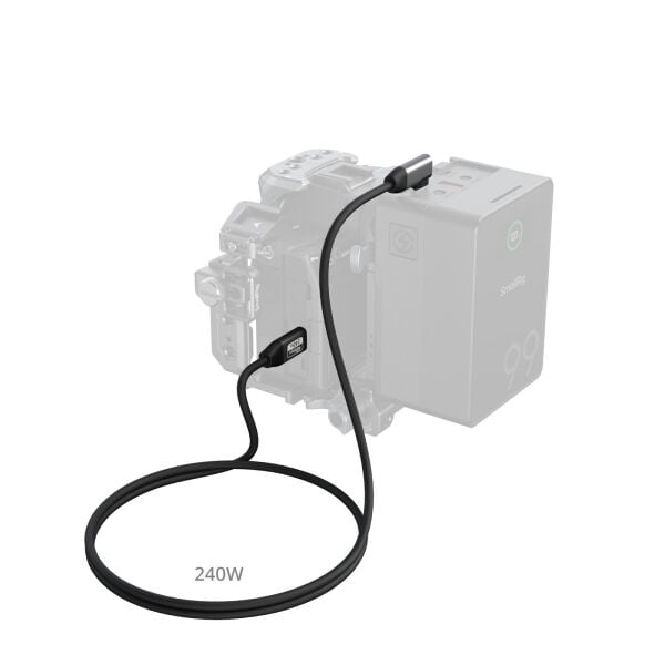 SmallRig 5732 USB-C Veri Kablosu (Düzden Açılıya 100cm / 39.4in) (40Gbps + 240W + 8K)