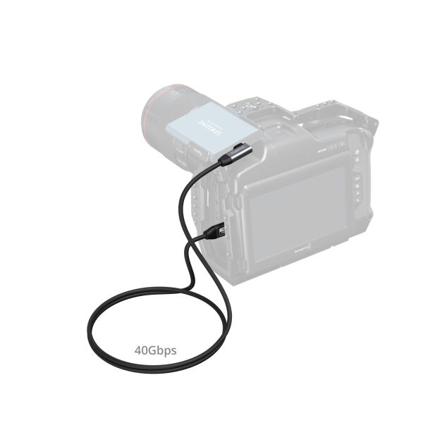 SmallRig 5732 USB-C Veri Kablosu (Düzden Açılıya 100cm / 39.4in) (40Gbps + 240W + 8K)