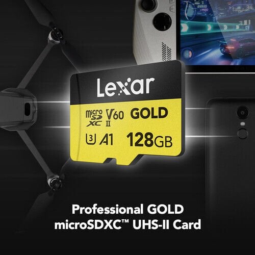 Lexar 128GB 280 MB/s UHS-II / V60 / U3 MicroSD Hafıza Kartı (Gold Serisi)
