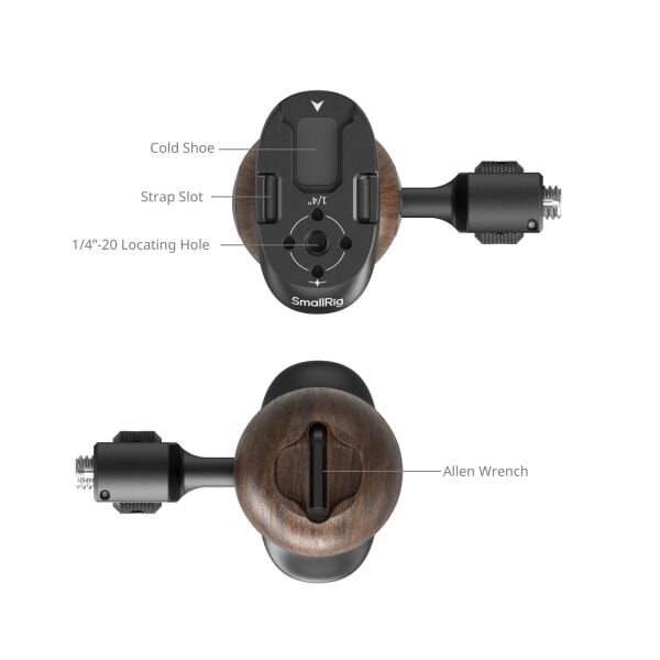SmallRig 5238 Ahşap Yan Sap 1/4''-20 ve 3/8''-16 ARRI Konumlandırma Vidalarıyla Birlikte