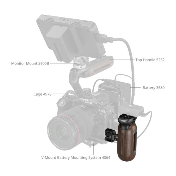 SmallRig 5238 Ahşap Yan Sap 1/4''-20 ve 3/8''-16 ARRI Konumlandırma Vidalarıyla Birlikte