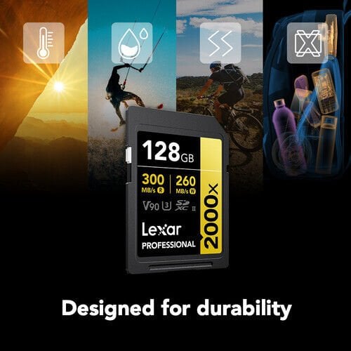 Lexar 128GB 2000x Professional SDXC UHS-II V90 300 MB/s Hafıza Kartı
