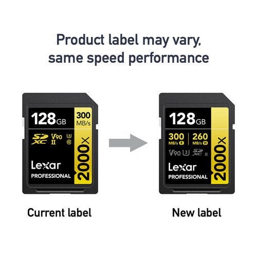 Lexar 128GB 2000x Professional SDXC UHS-II V90 300 MB/s Hafıza Kartı