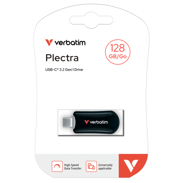 VERBATIM 30225  Plectra USB-C Flash Drive Black 128GB