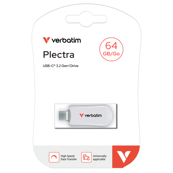 VERBATIM 30228  Plectra USB-C Flash Drive White 64GB