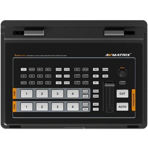 AVMATRIX Shark S4 PLUS 4-Kanal SDI/HDMI Ekranlı Kayıtçı Canlı Yayın Mikseri