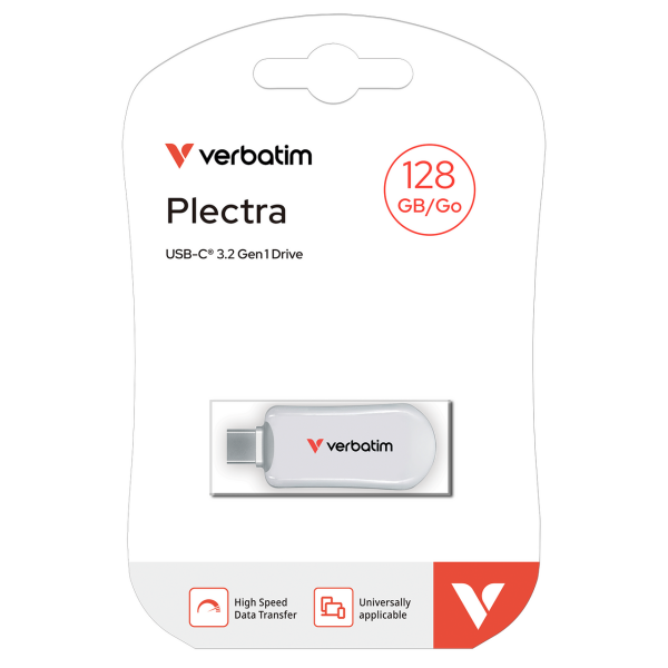 VERBATIM 30229  Plectra USB-C Flash Drive White 128GB