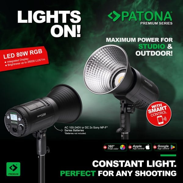 PATONA Premium LED 80W RGB Fotoğraf ve Video Işığı