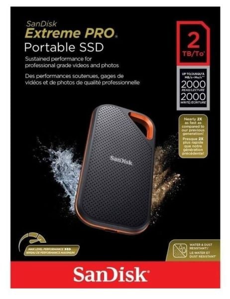 SanDisk 2TB V2 Extreme PRO Taşınabilir SSD Disk (2000/MB/s)