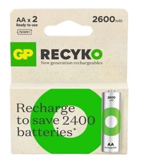 GP RECYKO 2'li 2600mAh AA Şarj Edilebilir Pil