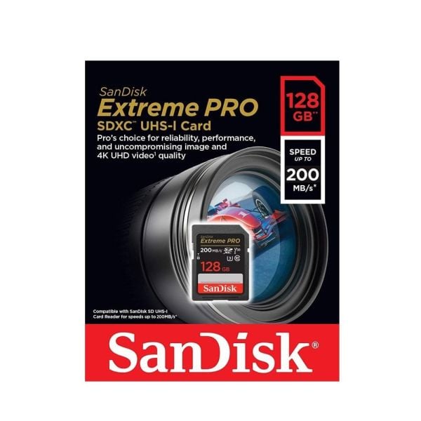 SanDisk 128GB V30 Extreme Pro SDHC/SDXC Hafıza Kartı 200MB/s